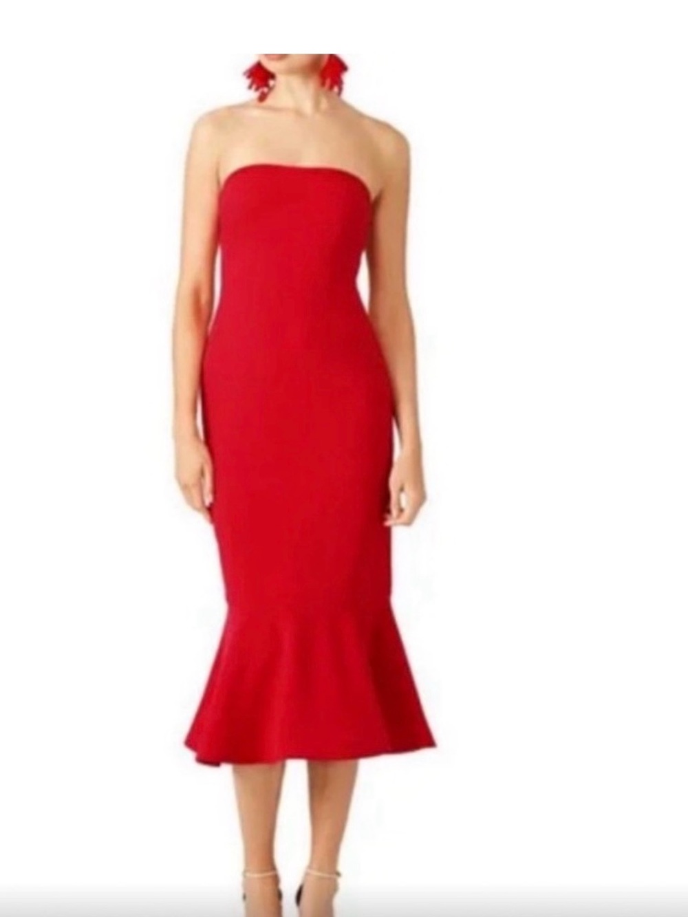 Cinq A Sept Women's Red Strapless Luna Sheath Dress Size 2